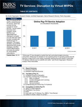 TV Services: Disruption by Virtual Mvpds