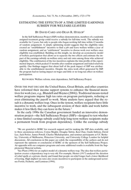 Estimating the Effects of a Time-Limited Earnings Subsidy for Welfare Leavers