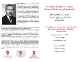 The 2018 Edward Noble Kramer Distinguished Interdisciplinary