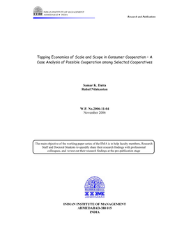 Tapping Economies of Scale and Scope in Consumer Cooperation – a Case Analysis of Possible Cooperation Among Selected Cooperatives