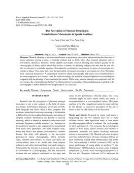 The Perception of Musical Phrasing in Correlation to Movements in Sports Routines