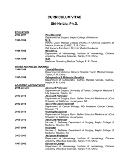 CURRICULUM VITAE Shi-He Liu, Ph.D