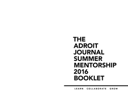 The Adroit Journal Summer Mentorship 2016 Booklet