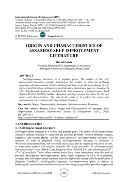 Origin and Characteristics of Assamese Self-Improvement Literature