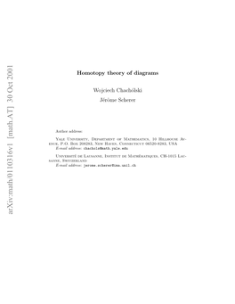 Arxiv:Math/0110316V1 [Math.AT] 30 Oct 2001 Ne ..Bx288,Nwhvn Onciu 62-23 U 06520-8283, Connecticut Haven, New 208283, Box P.O