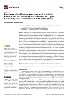 Prevalence of and Factors Associated with Antibiotic Prescriptions in Patients with Acute Lower and Upper Respiratory Tract Infections—A Case-Control Study