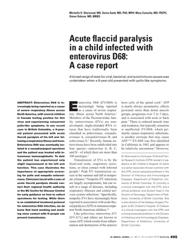 Acute Flaccid Paralysis in a Child Infected with Enterovirus D68: a Case Report