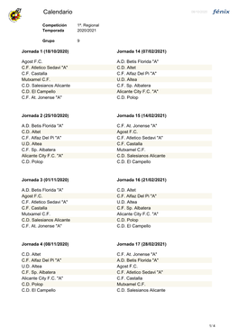 Calendario 08/10/2020