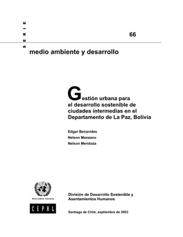 Gestión Urbana Para El Desarrollo Sostenible De Ciudades Intermedias En El Departamento De La Paz, Bolivia