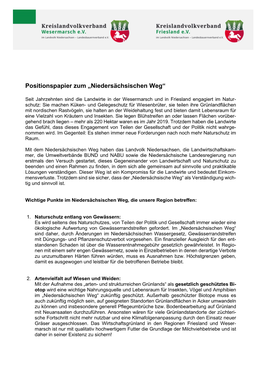 Positionspapier Zum „Niedersächsischen Weg“