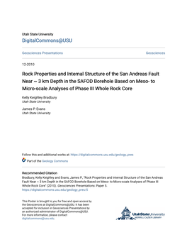 Rock Properties and Internal Structure of the San Andreas Fault Near