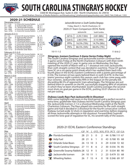 South Carolina Stingrays Hockey 3300 W