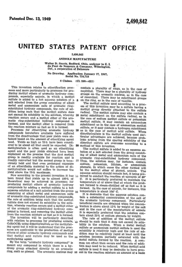 UNITED STATES PATENT of FICE ANSOLE MANUEFACTURE Walter D