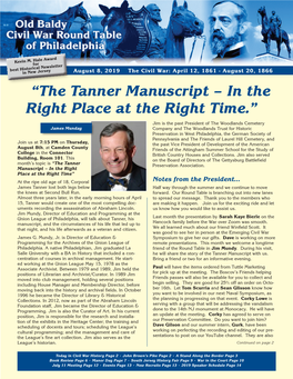 “The Tanner Manuscript – in the Right Place at the Right Time.”