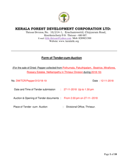 KERALA FOREST DEVELOPMENT CORPORATION LTD: Thrissur Division, No