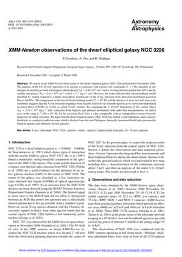 XMM-Newton Observations of the Dwarf Elliptical Galaxy NGC 3226