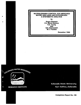 WATERLOGGING CONTROL for IMPROVED WATER and LAND USE EFFICIENCIES: a SYSTEMATIC ANALYSIS by Angus Simpson· H.J