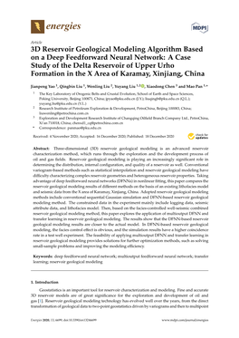 3D Reservoir Geological Modeling Algorithm Based on a Deep