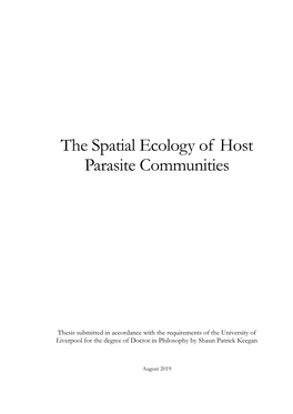 The Spatial Ecology of Host Parasite Communities