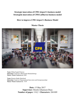 Strategic Innovation of CPH Airport's Business Model Strategisk Innovation Af CPH Lufthavns Business Model