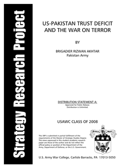 US-Pakistan Trust Deficit and the War on Terror 5B