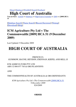 High Court of Australia HIGH COURT of AUSTRALIA