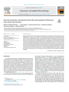 Kocuria Tytonicola, New Bacteria from the Preen Glands of American Barn Owls (Tyto Furcata)