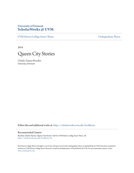 Queen City Stories Charles Tanner Bowden University of Vermont