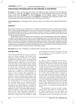 African Nile Crocodile Bite of the Forearm: a Case Report