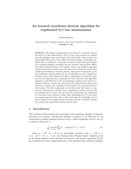 An Iterated Coordinate Descent Algorithm for Regularized 0/1 Loss Minimization