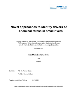 “Novel Approaches to Identify Drivers of Chemical Stress in Small Rivers”