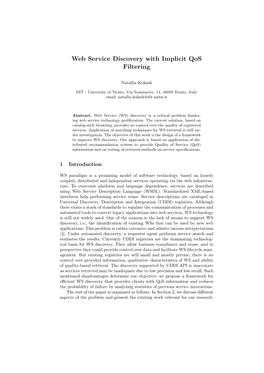 Web Service Discovery with Implicit Qos Filtering
