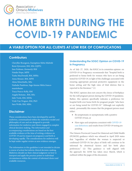 Home Birth During the Covid-19 Pandemic