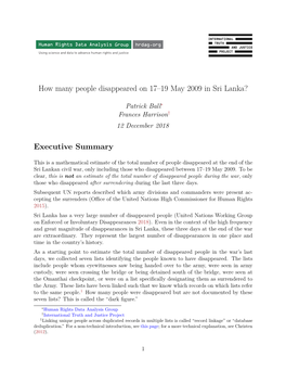 How Many People Disappeared on 17–19 May 2009 in Sri Lanka?