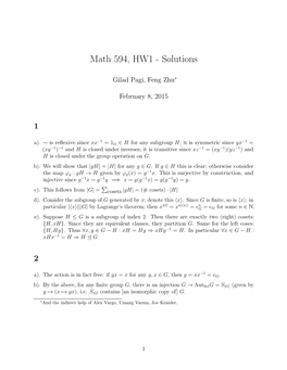 Math 594, HW1 - Solutions