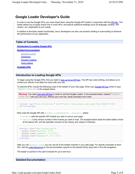 Google Loader Developer's Guide