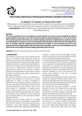 Structural Behavior of Metakaolin Infused Concrete Structure