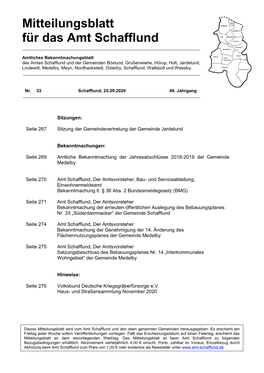 Mitteilungsblatt Für Das Amt Schafflund