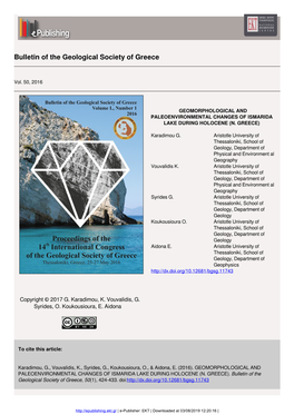 Geomorphological and Paleoenvironmental Changes of Ismarida Lake During Holocene (N