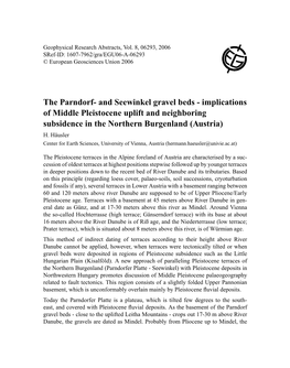 And Seewinkel Gravel Beds - Implications of Middle Pleistocene Uplift and Neighboring Subsidence in the Northern Burgenland (Austria) H