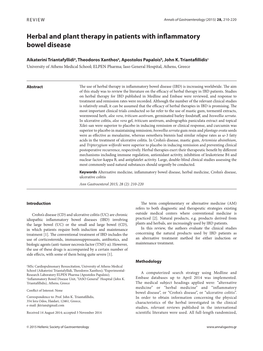 Herbal and Plant Therapy in Patients with Inflammatory Bowel Disease