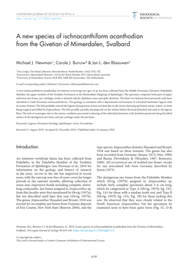 A New Species of Ischnacanthiform Acanthodian from the Givetian of Mimerdalen, Svalbard