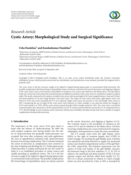 Cystic Artery: Morphological Study and Surgical Significance