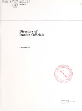 Directory of Iranian Officials :A Reference Aid /Directorate Of