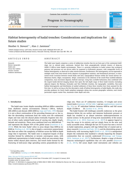 Habitat Heterogeneity of Hadal Trenches Considerations And