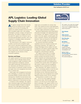 APL Logistics: Leading Global Supply Chain Innovation