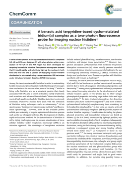 A Benzoic Acid Terpyridine-Based Cyclometalated Iridium(Iii) Complex As a Two-Photon Fluorescence Probe for Imaging Nuclear Hist