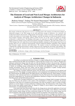 The Elements of Local and Non-Local Mosque Architecture for Analysis of Mosque Architecture Changes in Indonesia