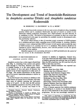 The Development and Trend of Insecticide-Resistance in Anopheles Aconitus Donitz and Anopheles Sundaicus Rodenwaldt