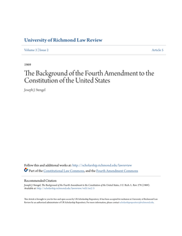 The Background of the Fourth Amendment to the Constitution of the United States, 3 U